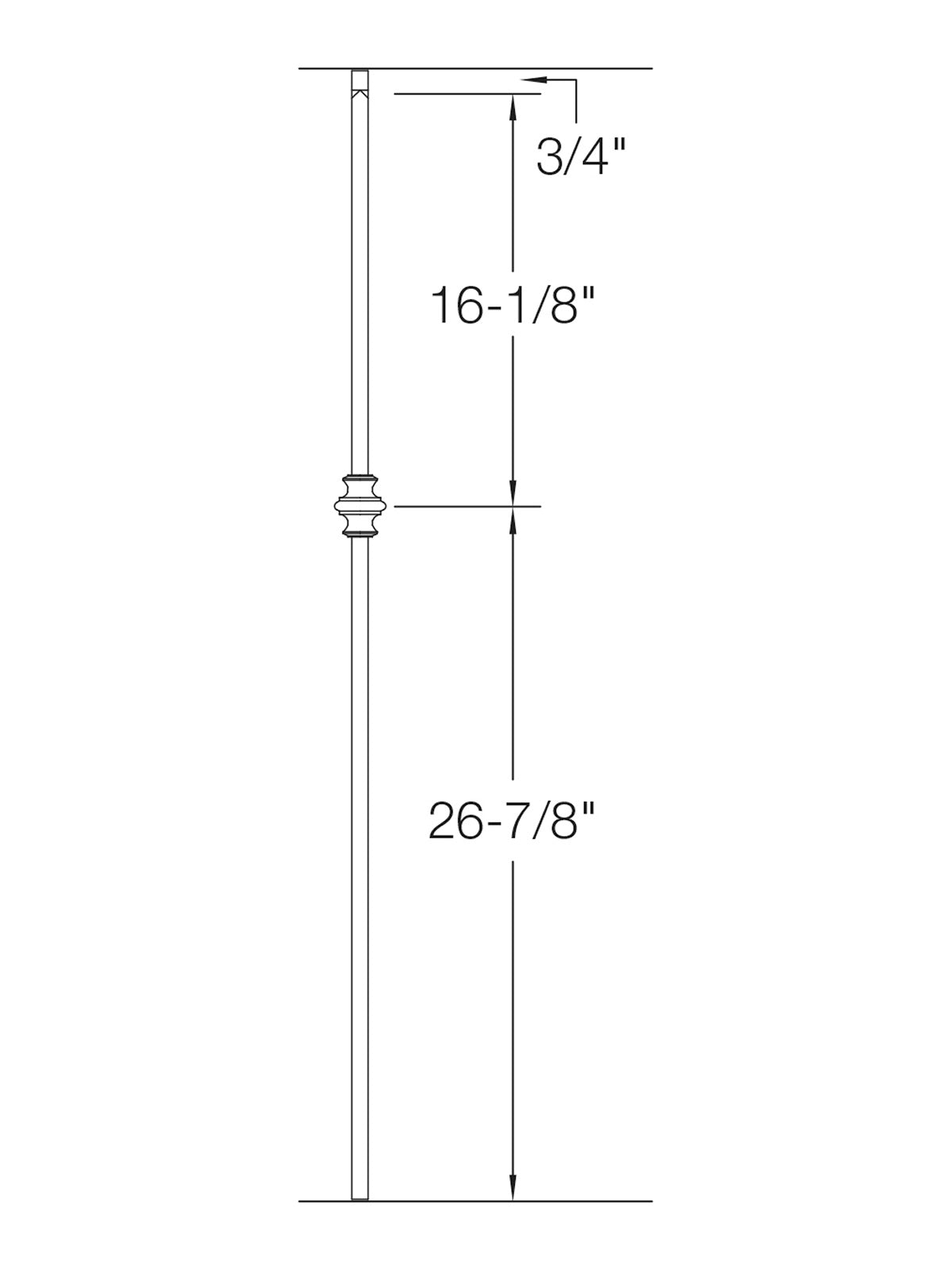 Iron Baluster 2G60 - 5/8" Square - Single Knuckle