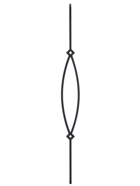 Iron Baluster T16 - 1/2" Square - Contemporary Pointed Oval