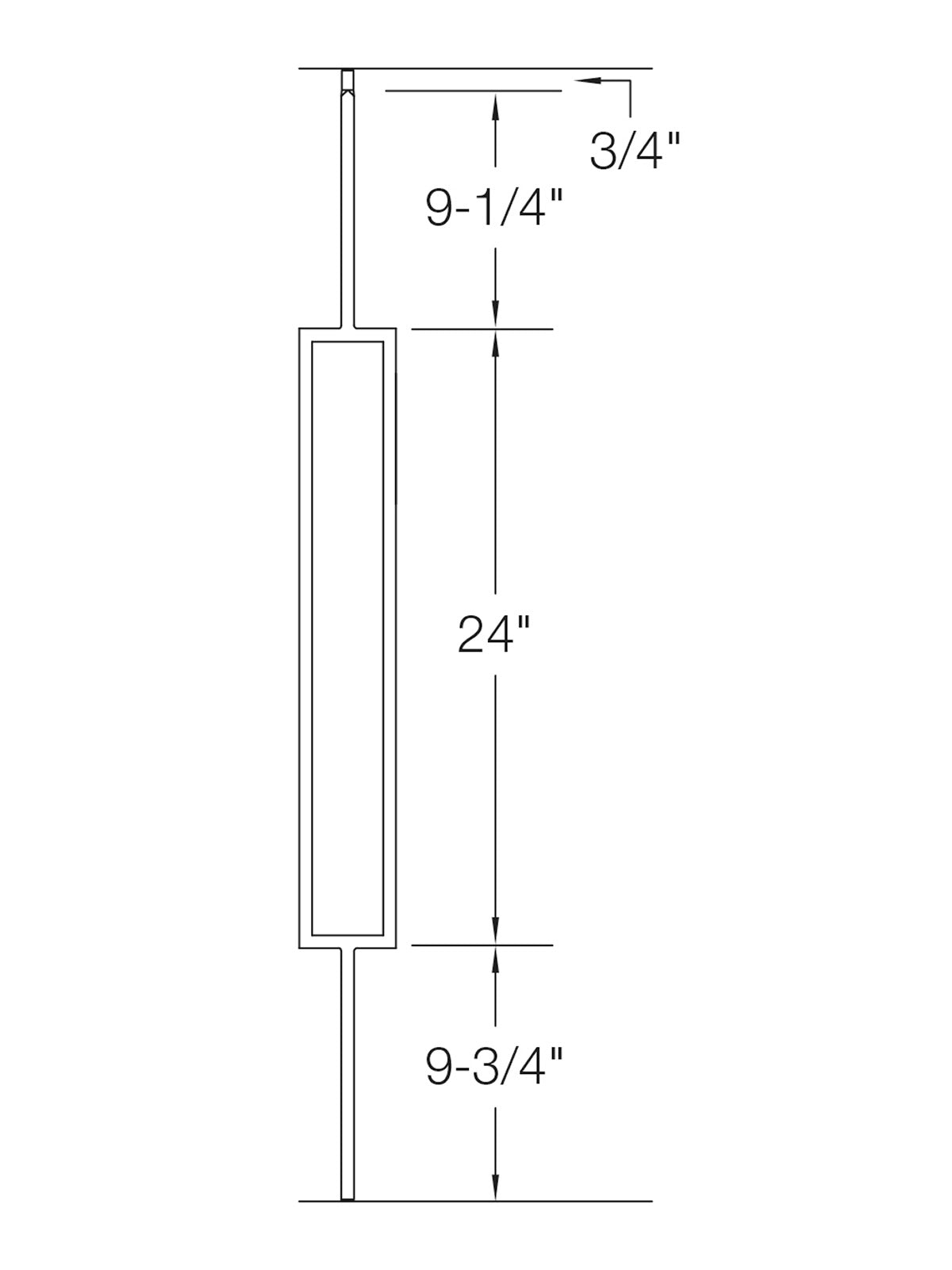 Iron Baluster T81 - 1/2" Square - Contemporary Single Rectangle