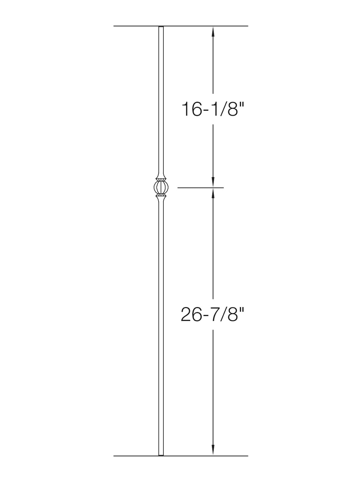 Iron Baluster TR22 - 1/2" Round (Ball - Single Ball)