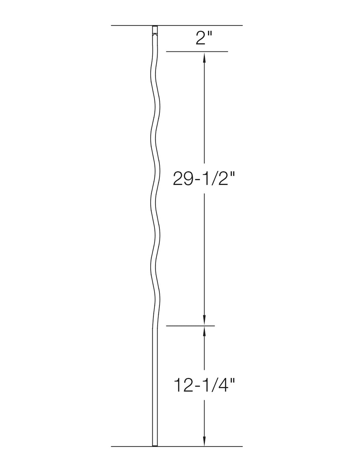 Iron Baluster TZZ - 1/2" Square - Contemporary Zig-Zag