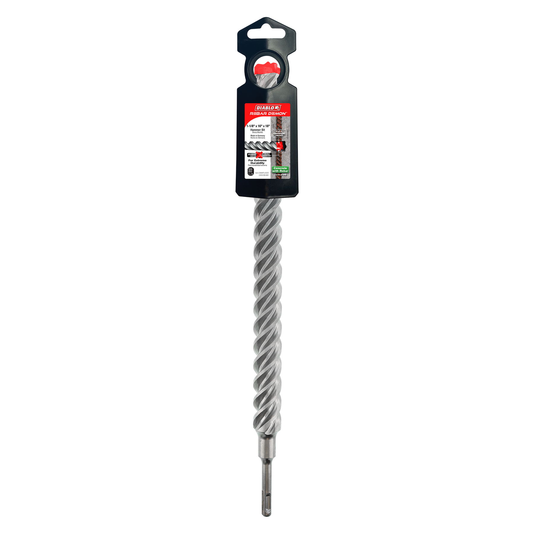 Diablo Rebar Demon™ SDS-Plus 4-Cutter Full Carbide Head Hammer Drill Bit