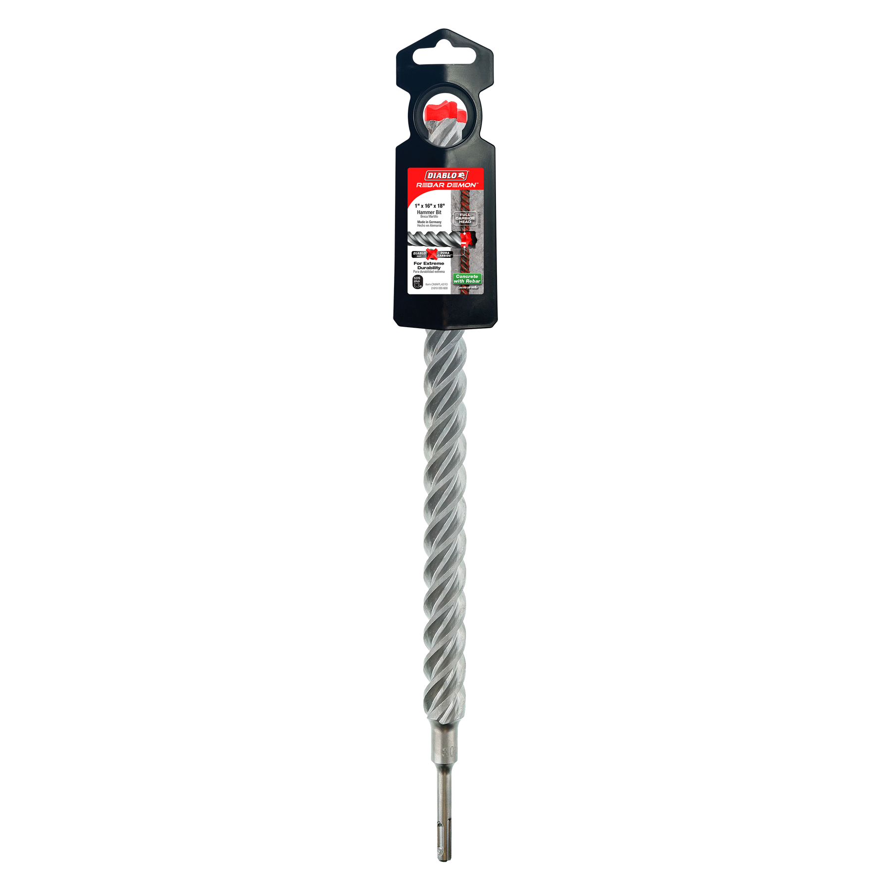 Diablo Rebar Demon™ SDS-Plus 4-Cutter Full Carbide Head Hammer Drill Bit