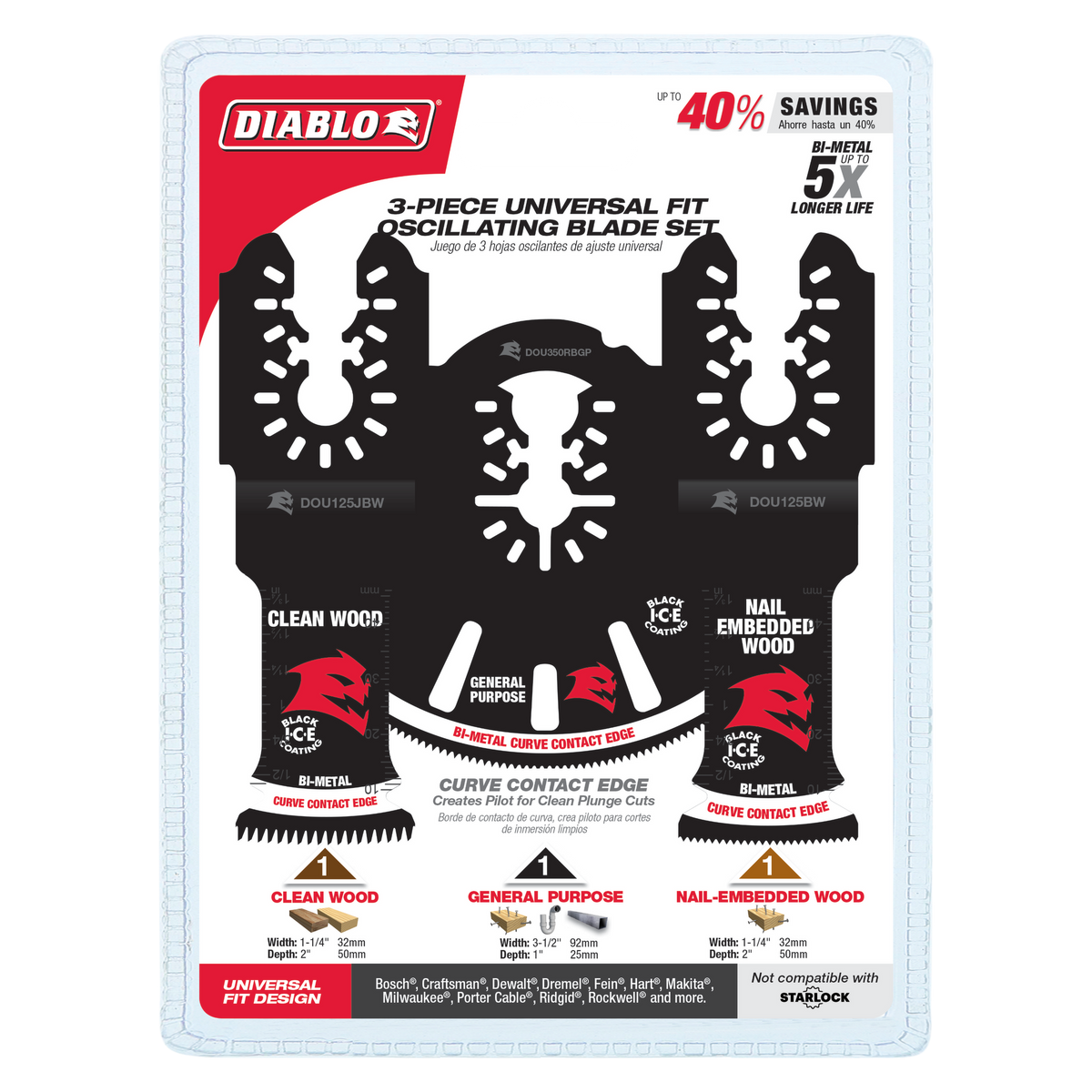 Diablo Universal Fit Bi-Metal Oscillating Blade Set