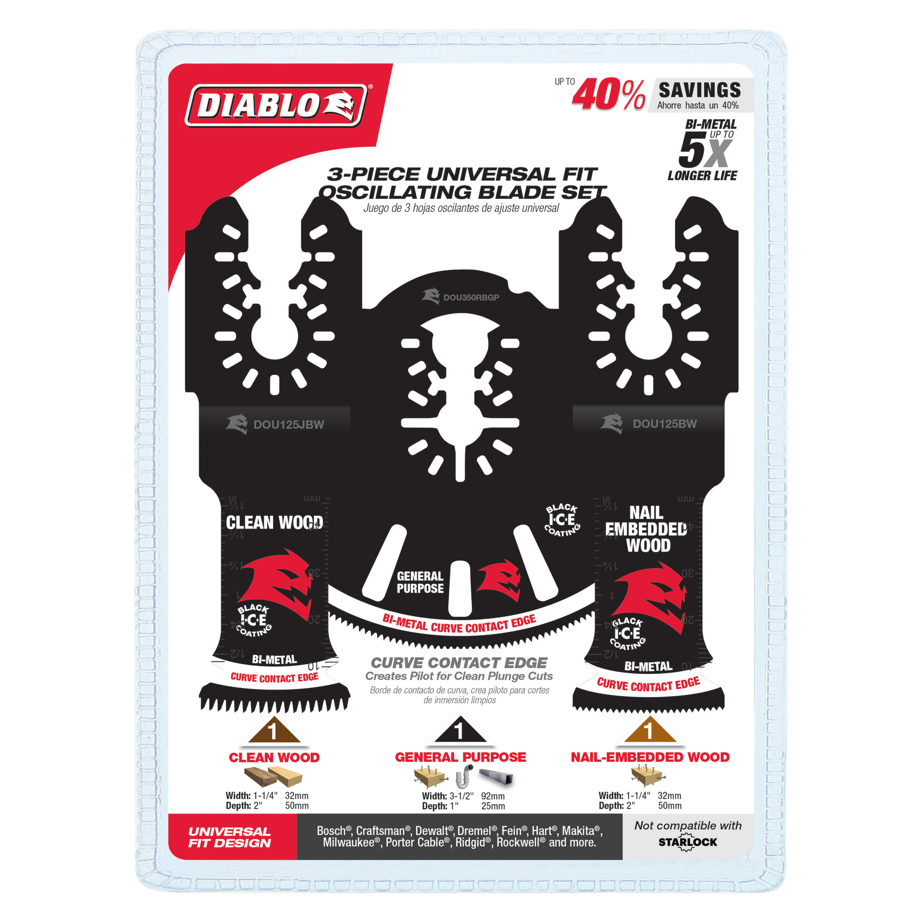 Diablo Universal Fit Bi-Metal Oscillating Blade Set