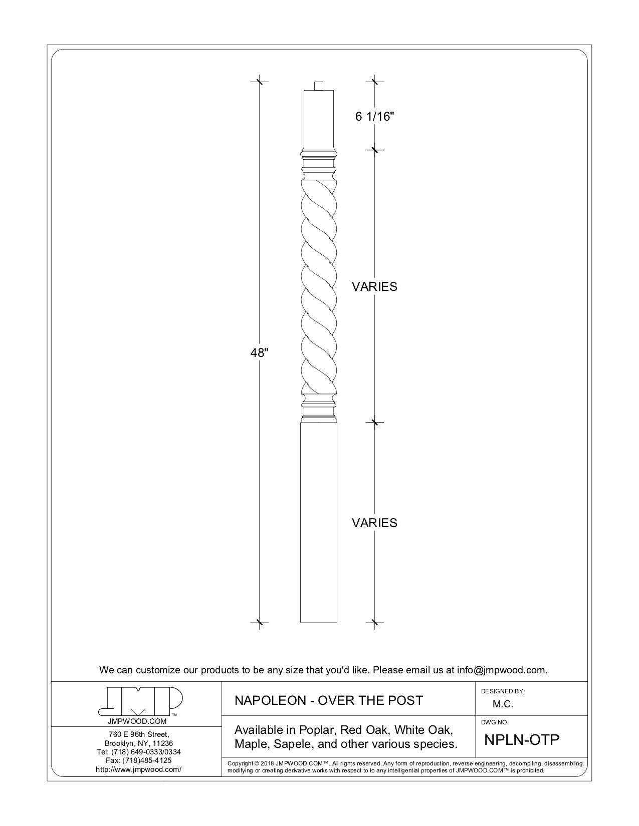 Napoleon Over the Post Newel (Barley Twist)