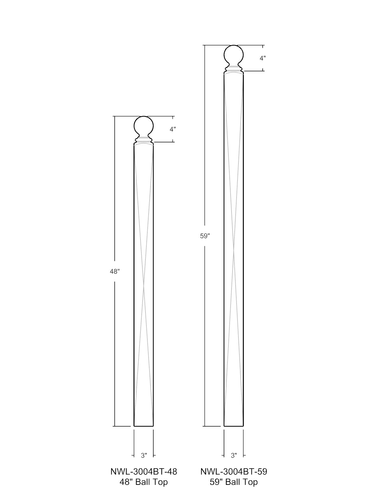 Craftsman 3004BT/3005BT Ball Top Newel Post (3")