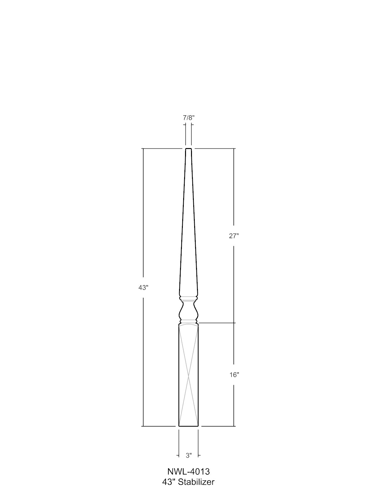 Colonial 4013 Stabilizer Newel Post (3")