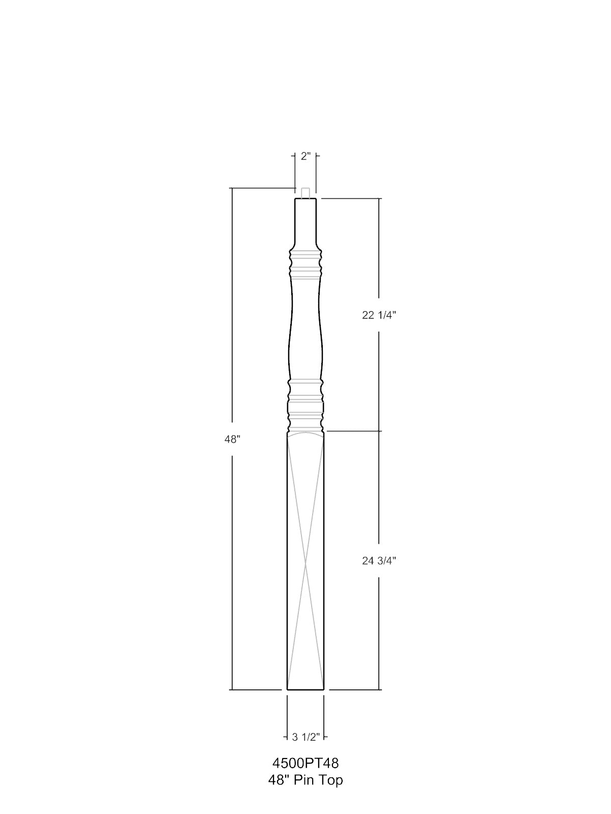 Newel - Hampton 4500PT (Pin Top / 3-1/2")