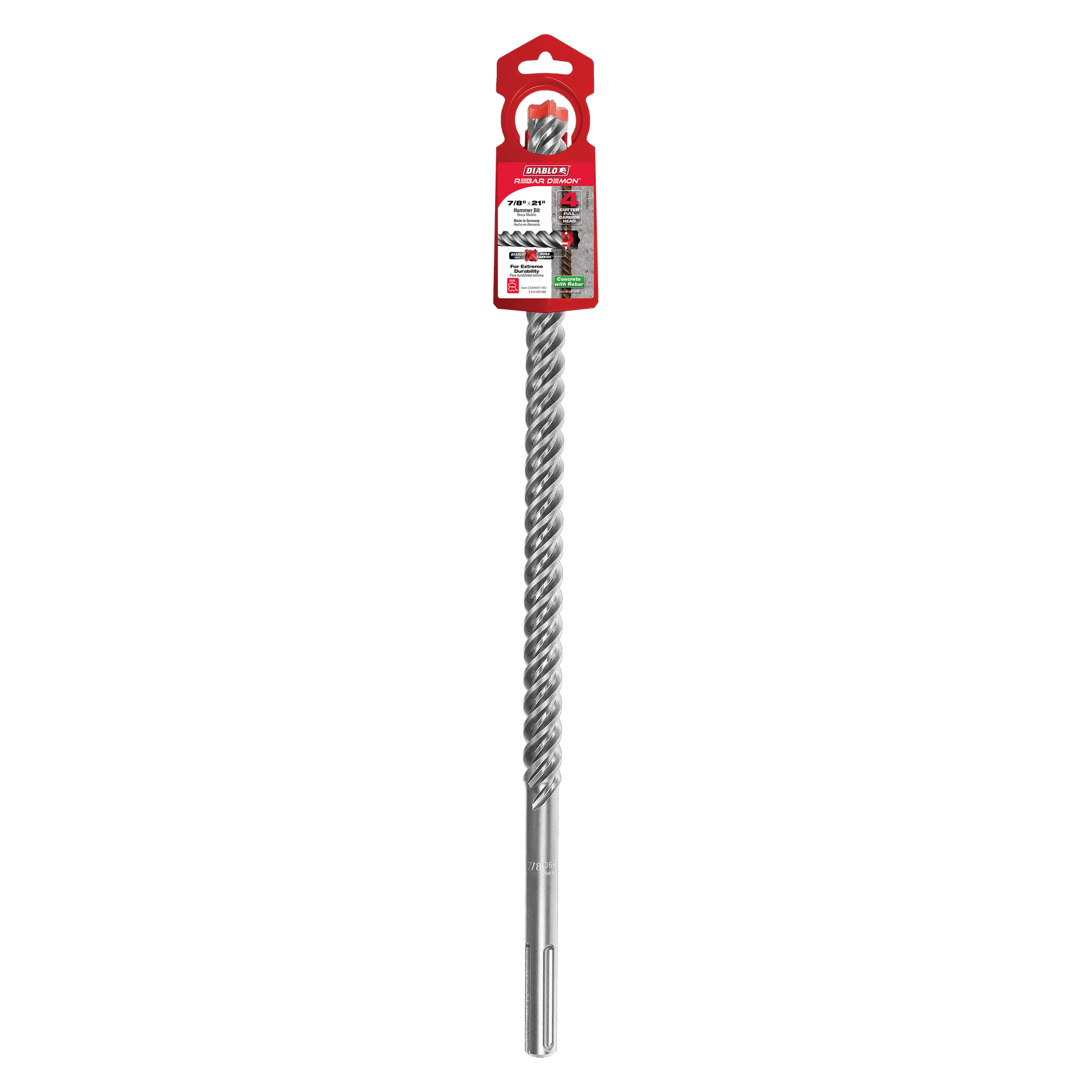 Diablo Rebar Demon™ SDS-Max 4-Cutter Full Carbide Head Hammer Drill Bit