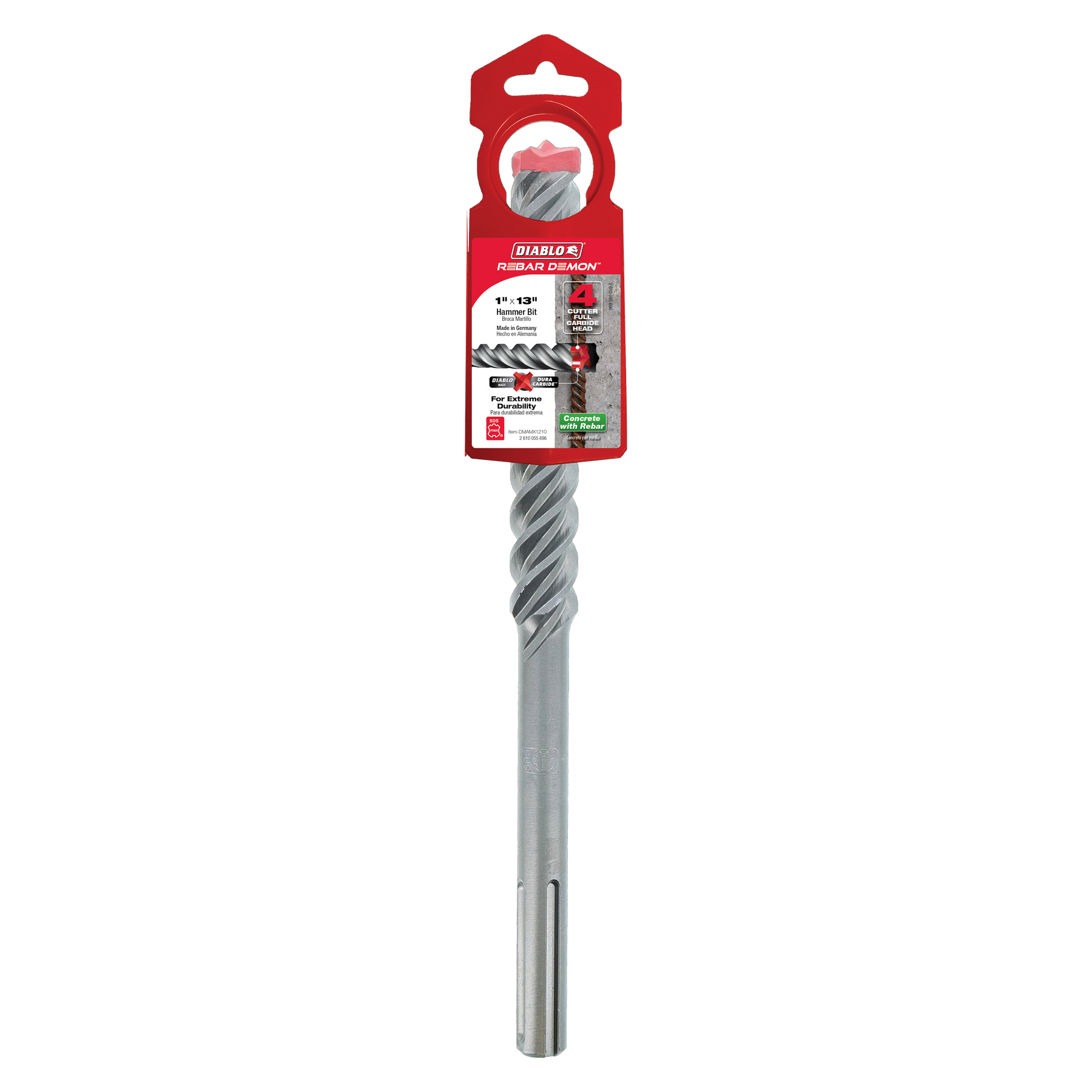 Diablo Rebar Demon™ SDS-Max 4-Cutter Full Carbide Head Hammer Drill Bit