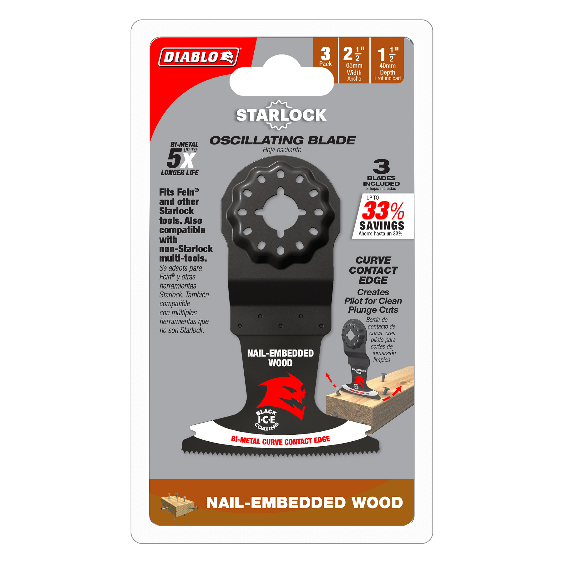 Diablo Starlock Bi-Metal Oscillating Blades for Nail-Embedded Wood