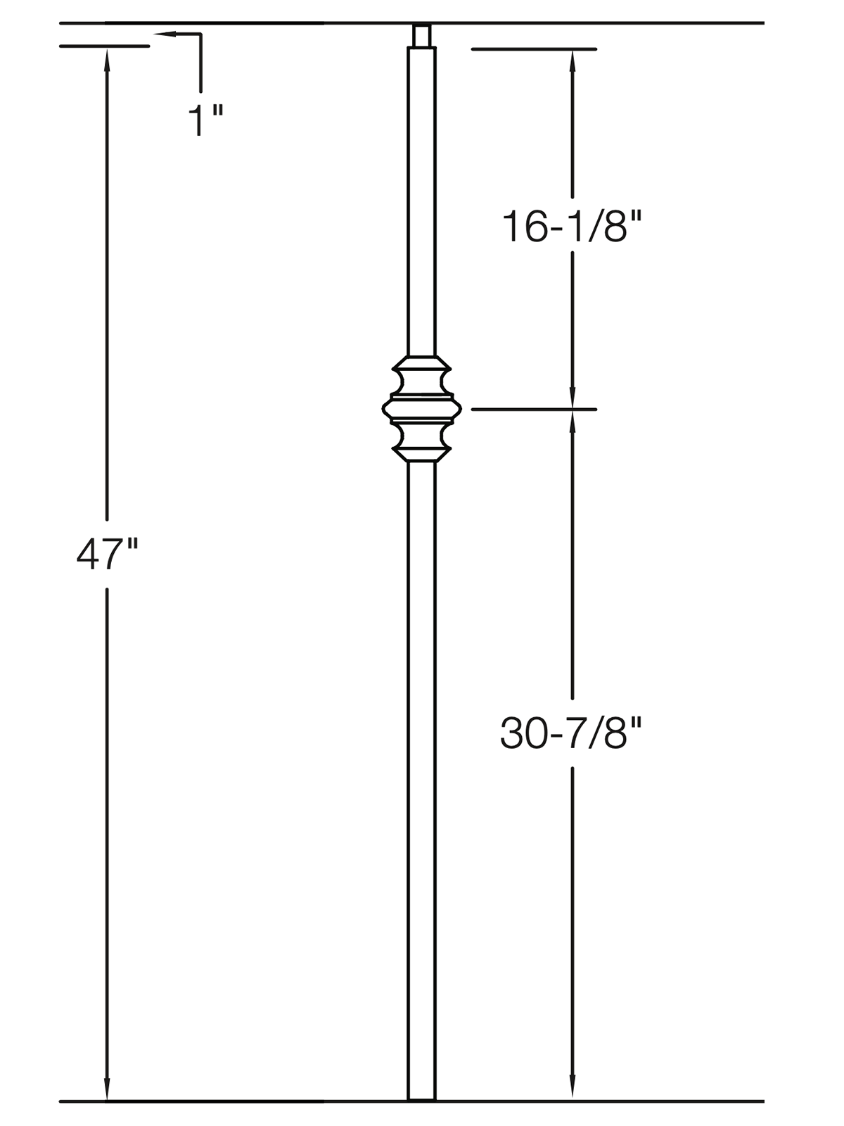 Iron Newel TN60 - 1-3/16" Square - Single Knuckle