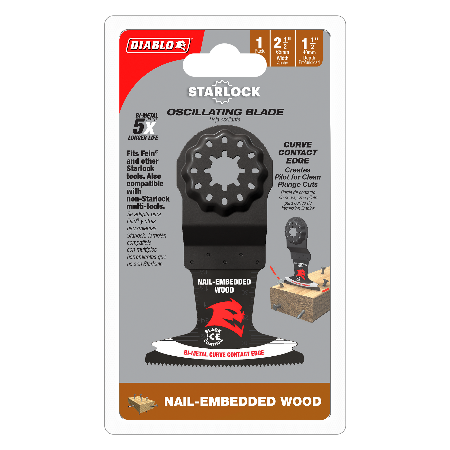 Diablo Starlock Bi-Metal Oscillating Blades for Nail-Embedded Wood