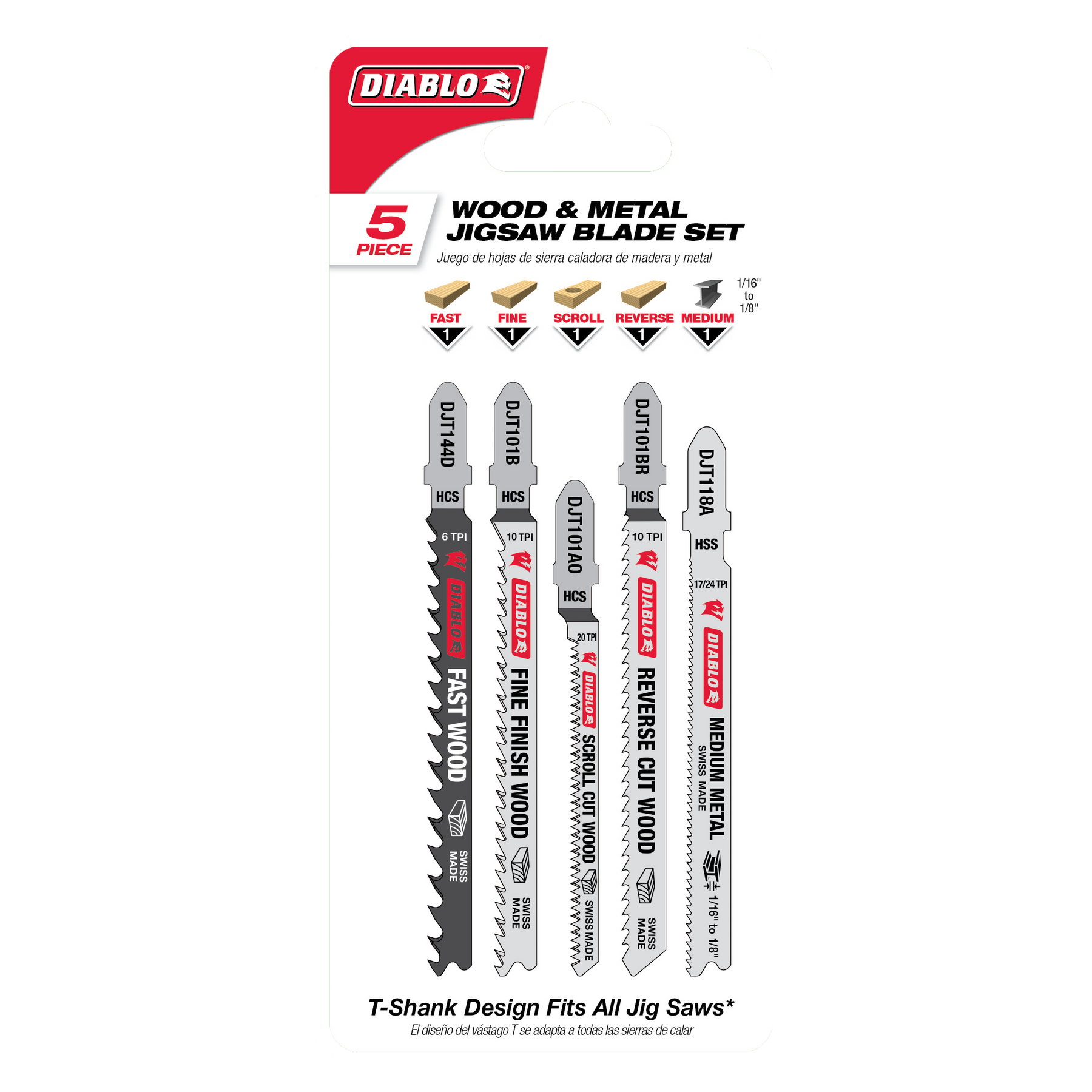 Diablo T-Shank Jig Saw Blade Set for Wood & Metal