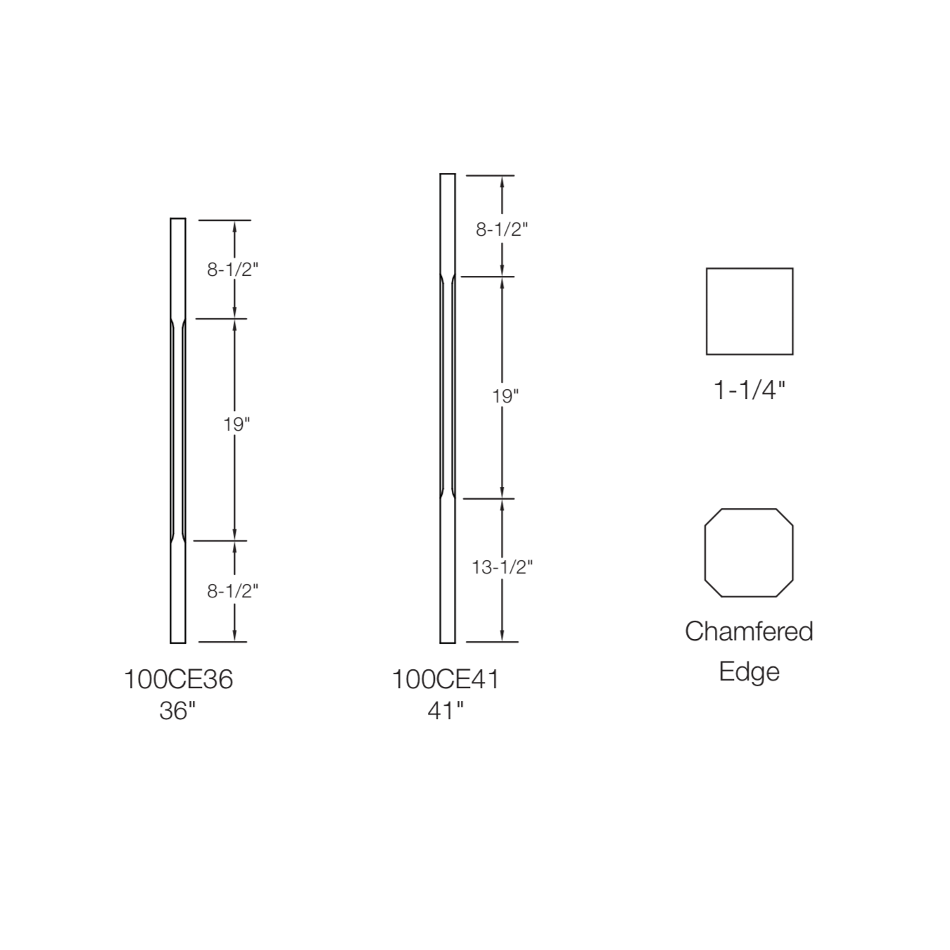 100CE Chamfered Edge Blank Baluster