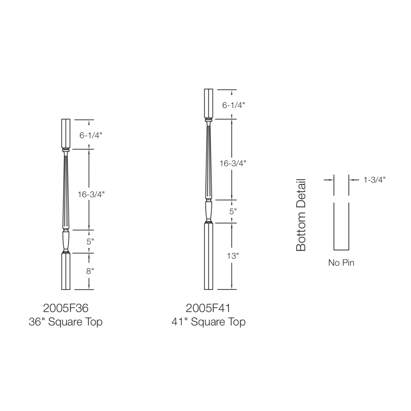 Baluster Stockbridge 2005F (Fluted Square Top)