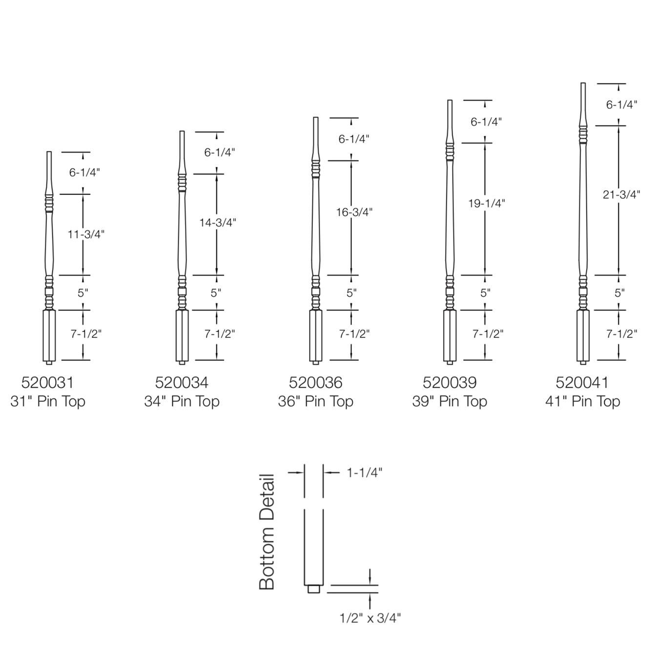 Baluster Hampton 5200 (Pin Top)