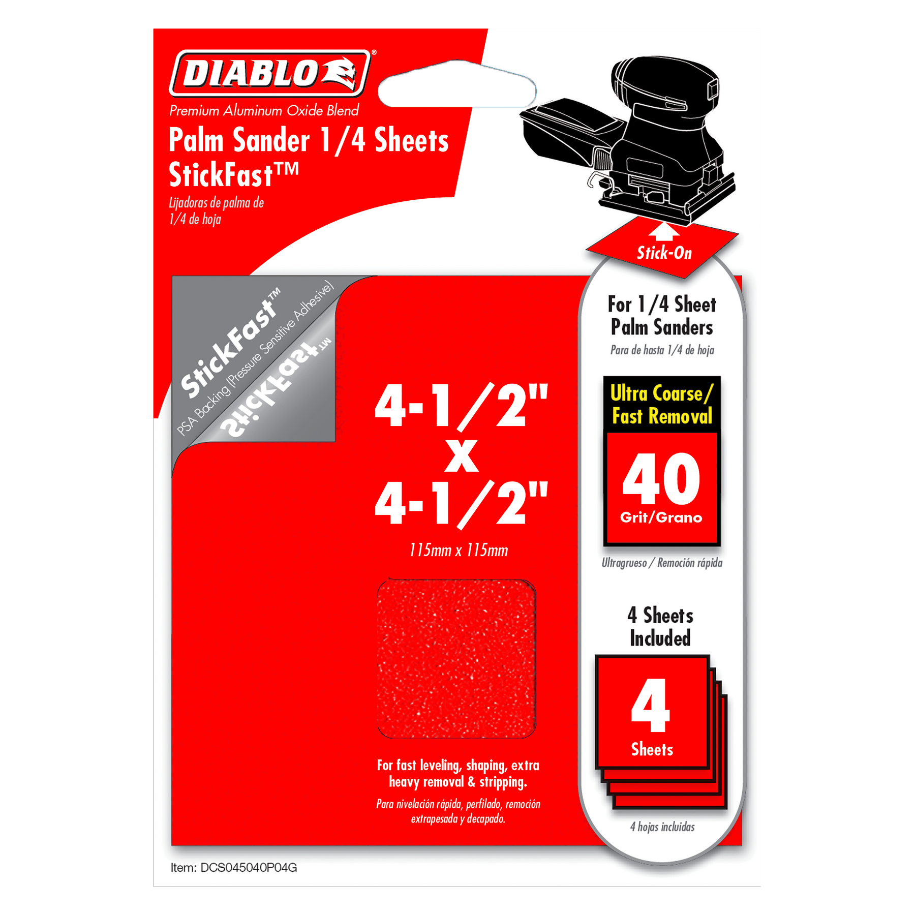 Diablo 4-1/2 in. x 4-1/2 in. StickFast™ Palm Sander 1/4 Sheet