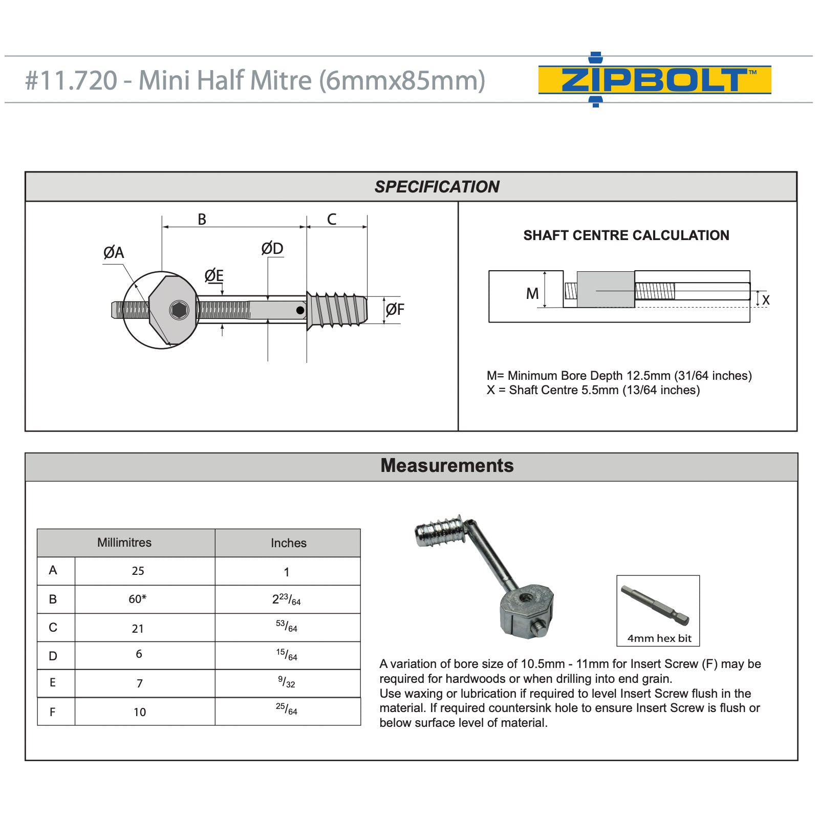 Zipbolt UT Mini Half Mitre 11.720