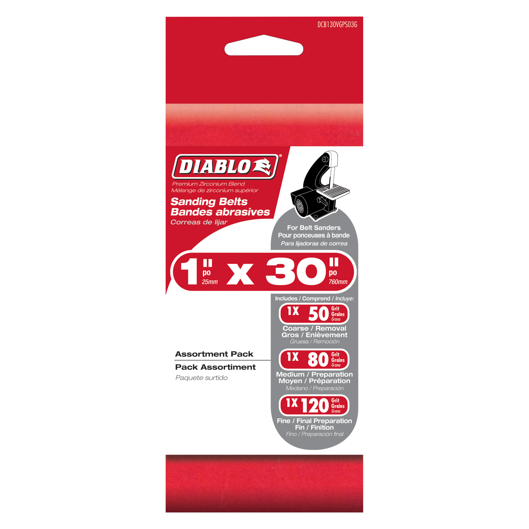 Diablo 1 in. x 30 in. Sanding Belt Assorted