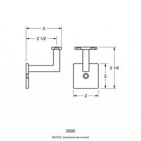 Handrail Bracket 3000 - Square