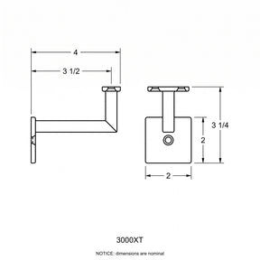 Handrail Bracket 3000 - Square
