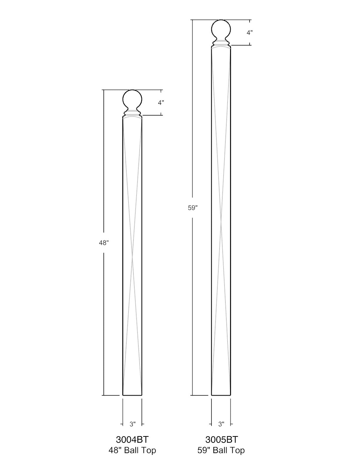 Craftsman 3004BT/3005BT Ball Top Newel Post (3")
