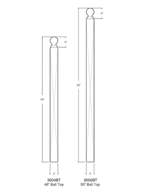 Craftsman 3004BT/3005BT Ball Top Newel Post (3")