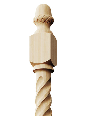 Stockbridge 3010T-AT Series Acorn Top Newel Post - Twist (3-1/2")