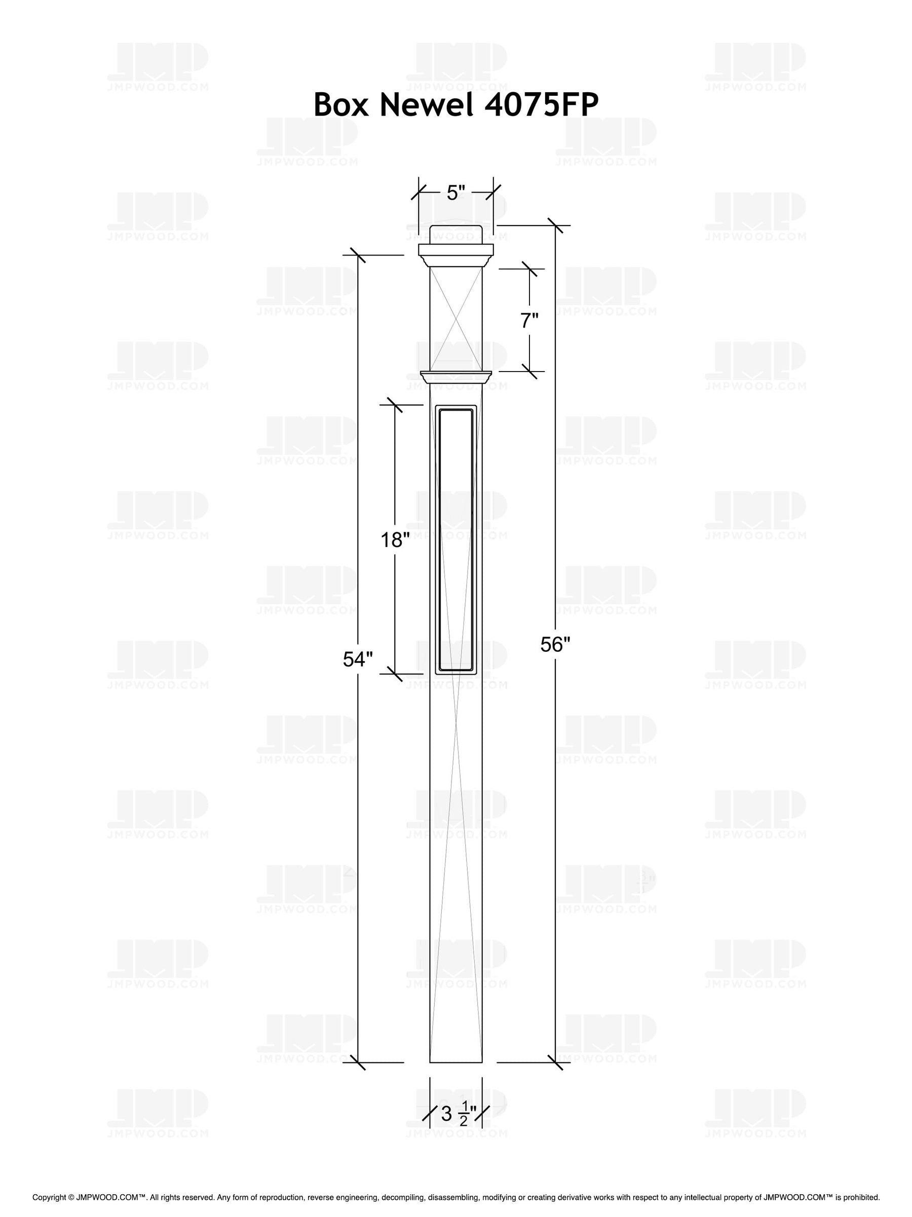 Box Newel 4075FP - Flat Panel (3-1/2")