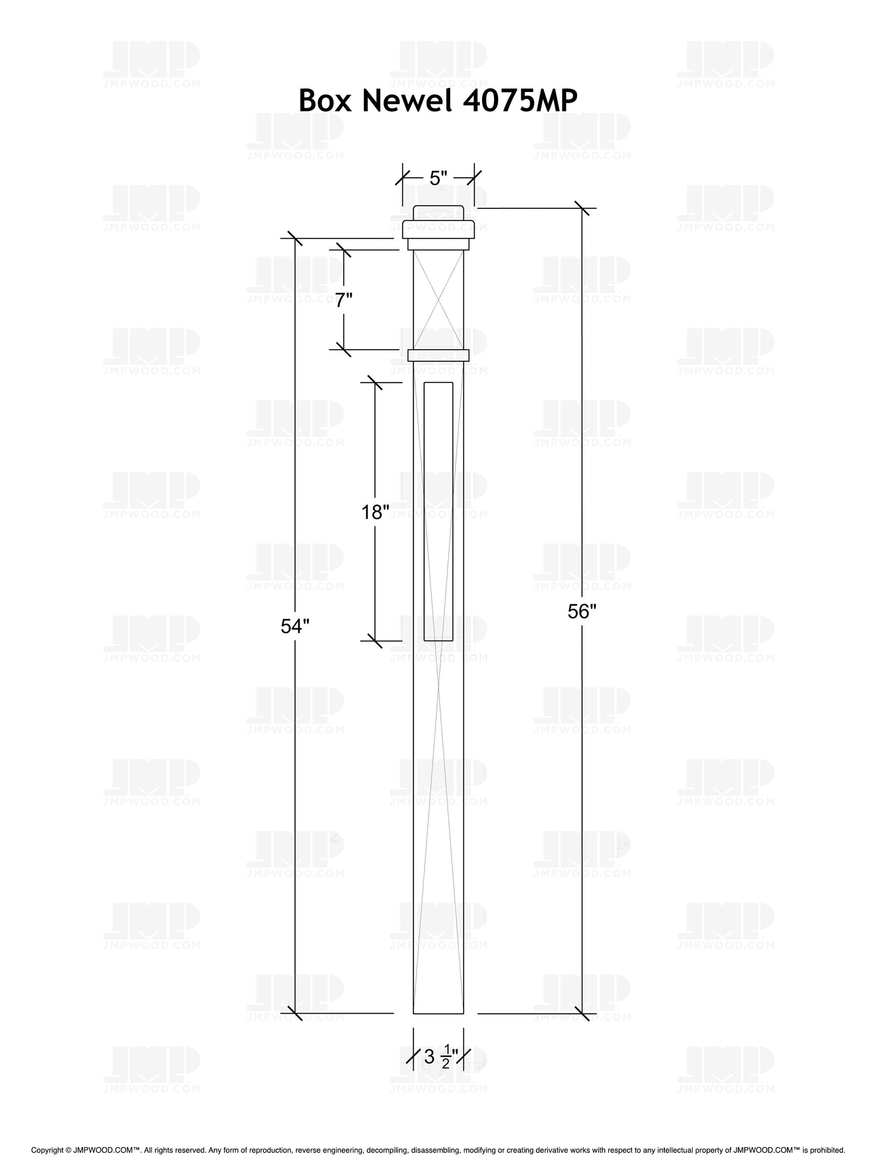 Box Newel 4075MP - Mission Panel (3-1/2")