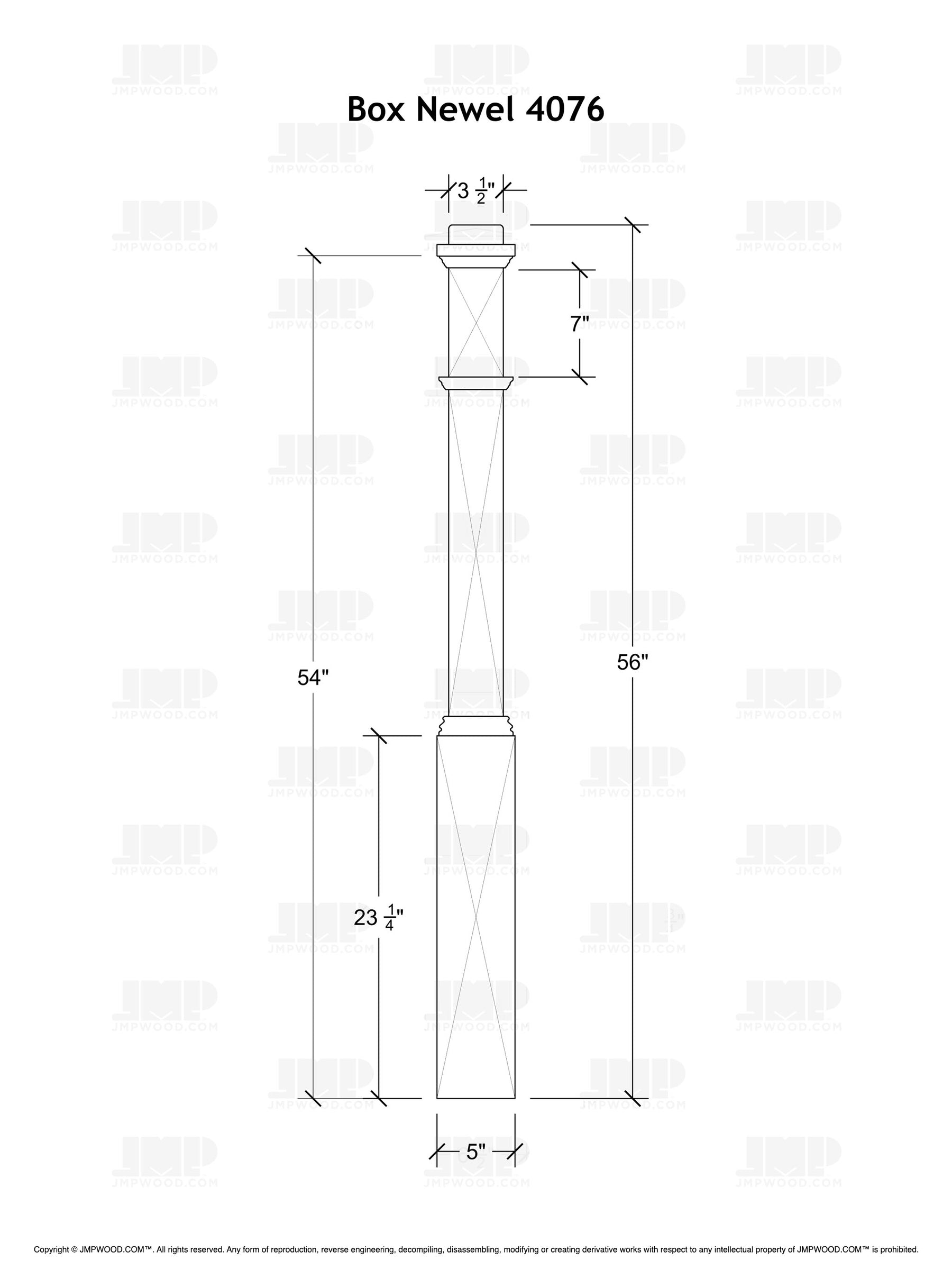 Box Newel 4076 - Adjustable Base (5")