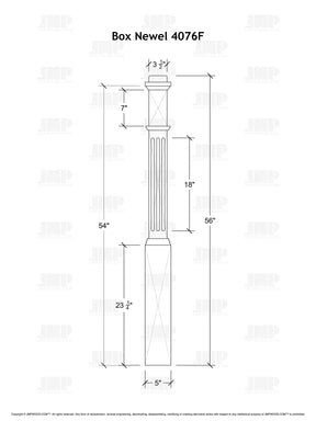 Box Newel 4076F - Fluted With Adjustable Base (5")