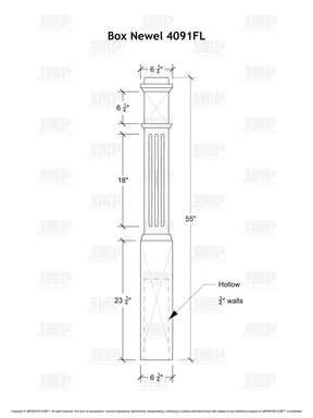 Box Newel 4091FL - Fluted (6-1/4")