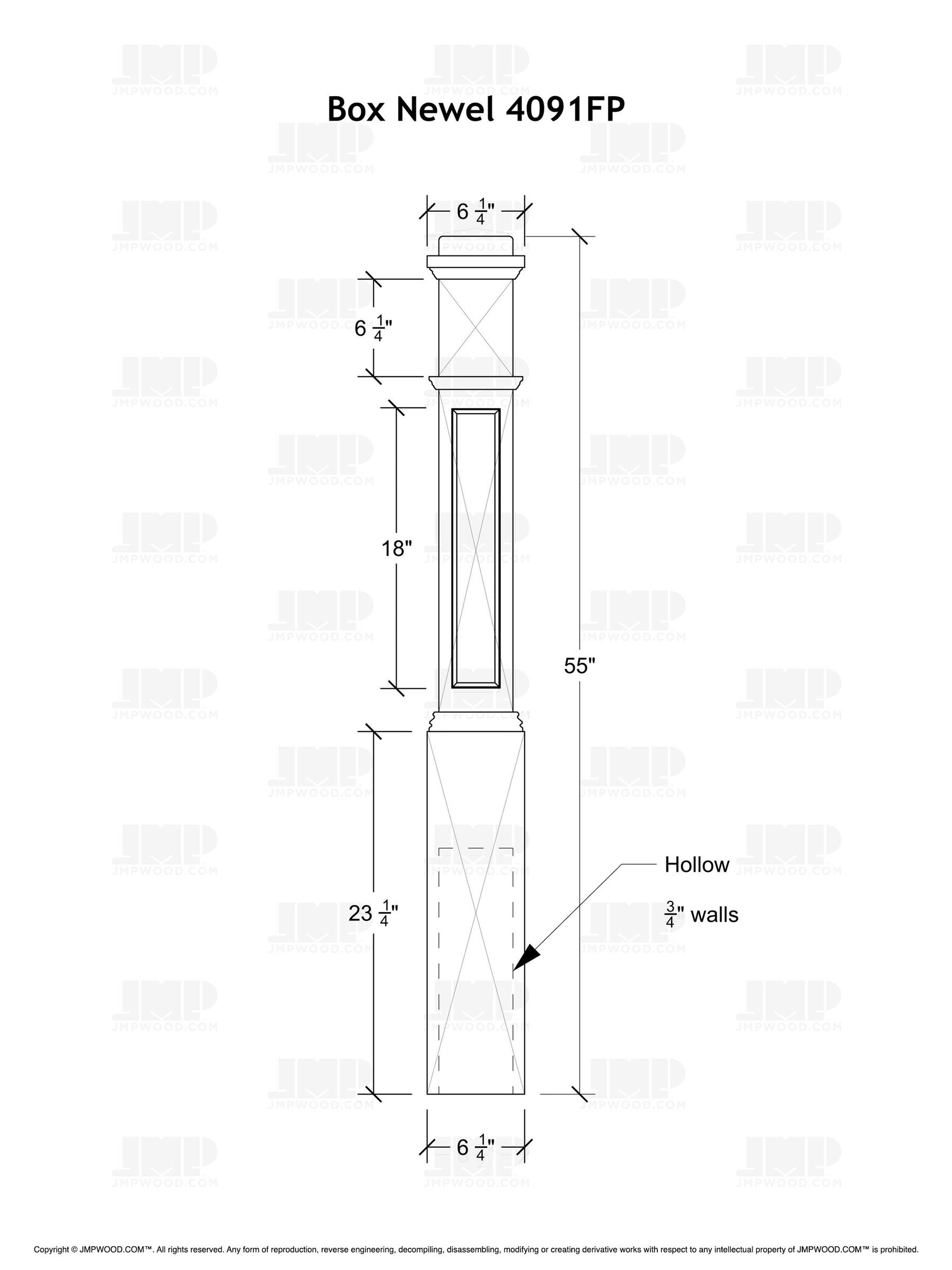 Box Newel 4091FP - Flat Panel (6-1/4")