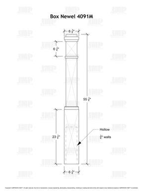 Box Newel 4091M - Mission Style (6-1/4")