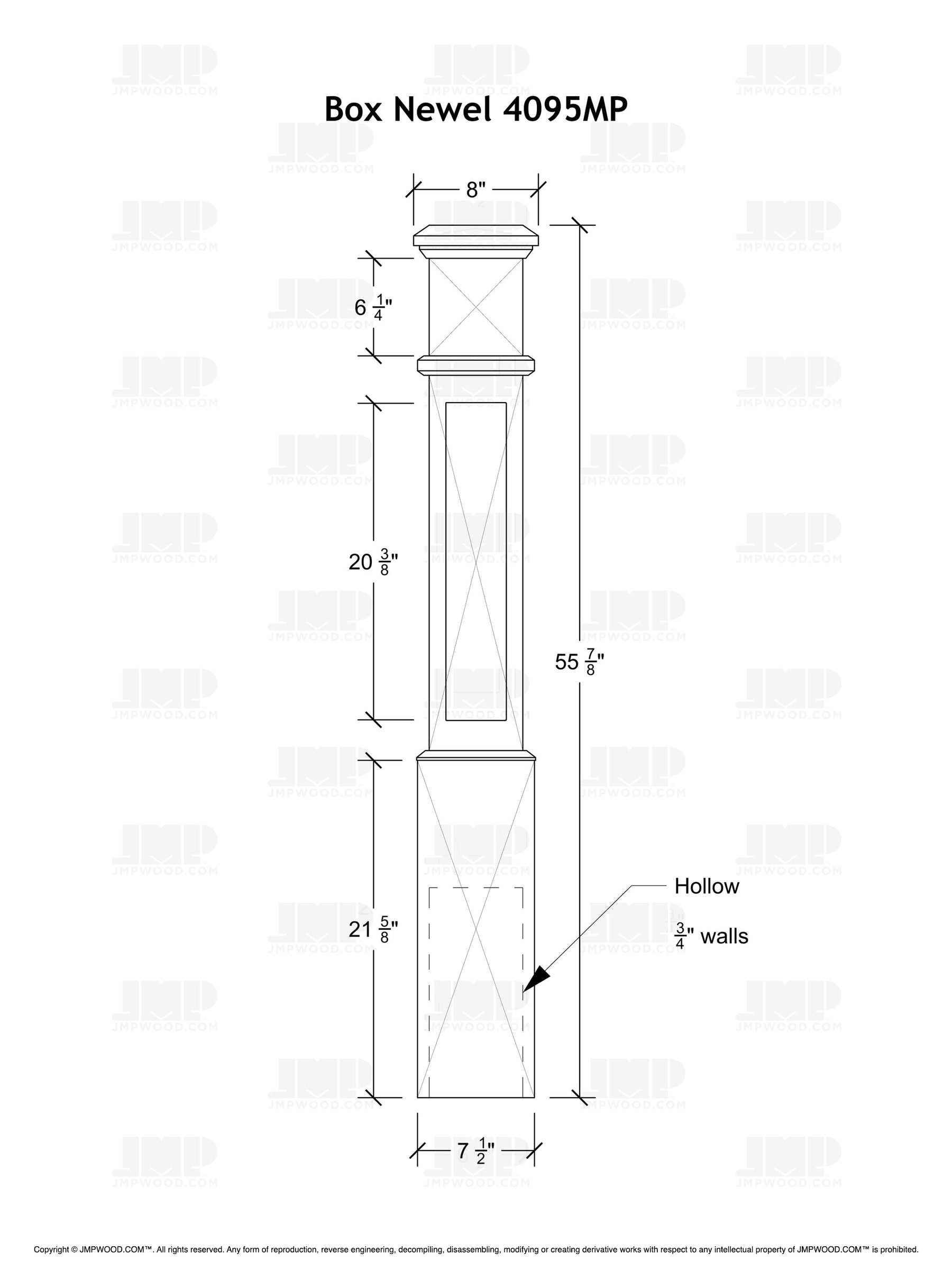Box Newel 4095MP - Mission Panel (7-1/2")