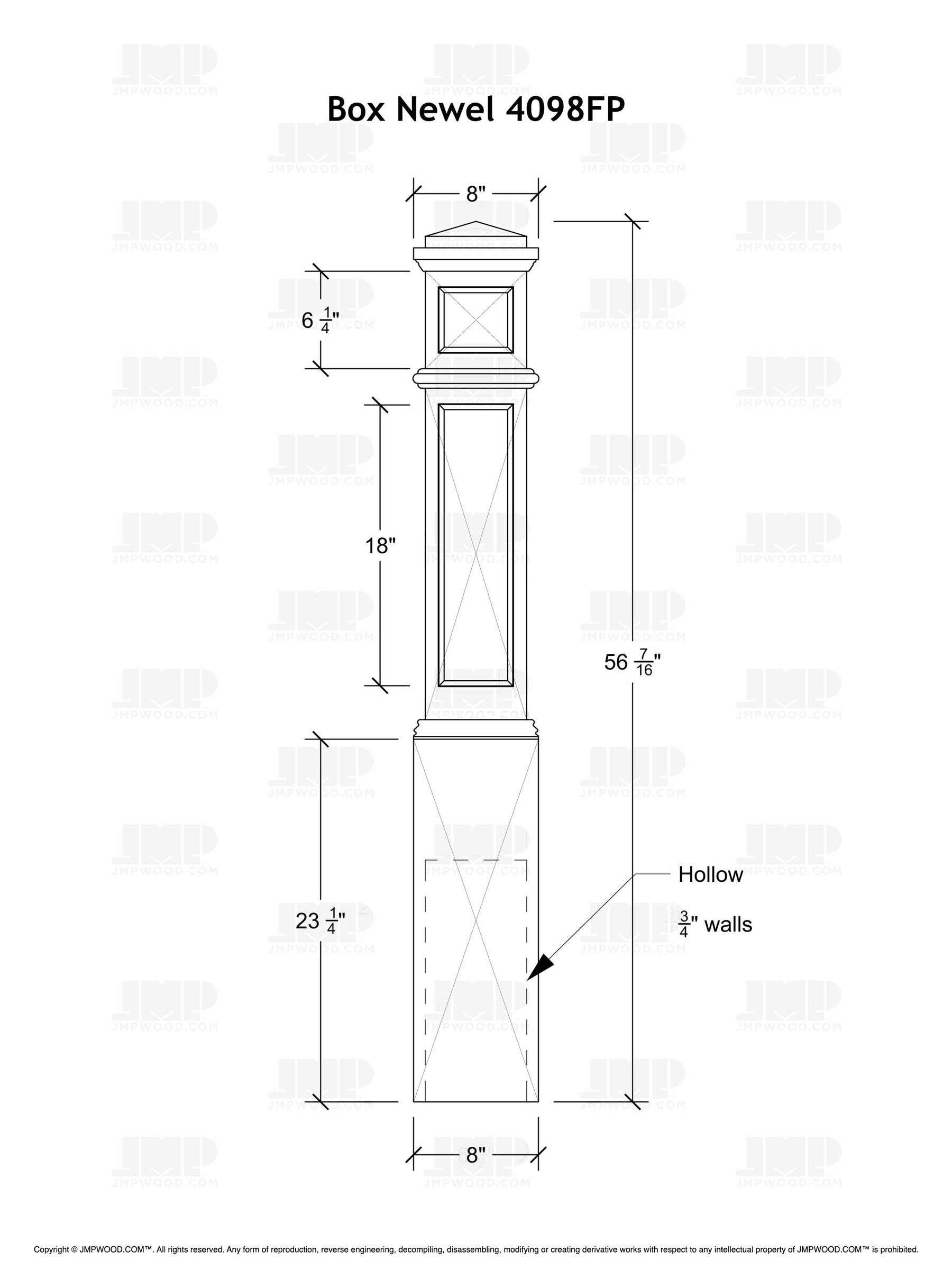 Box Newel 4098FP - Flat Panel (8")