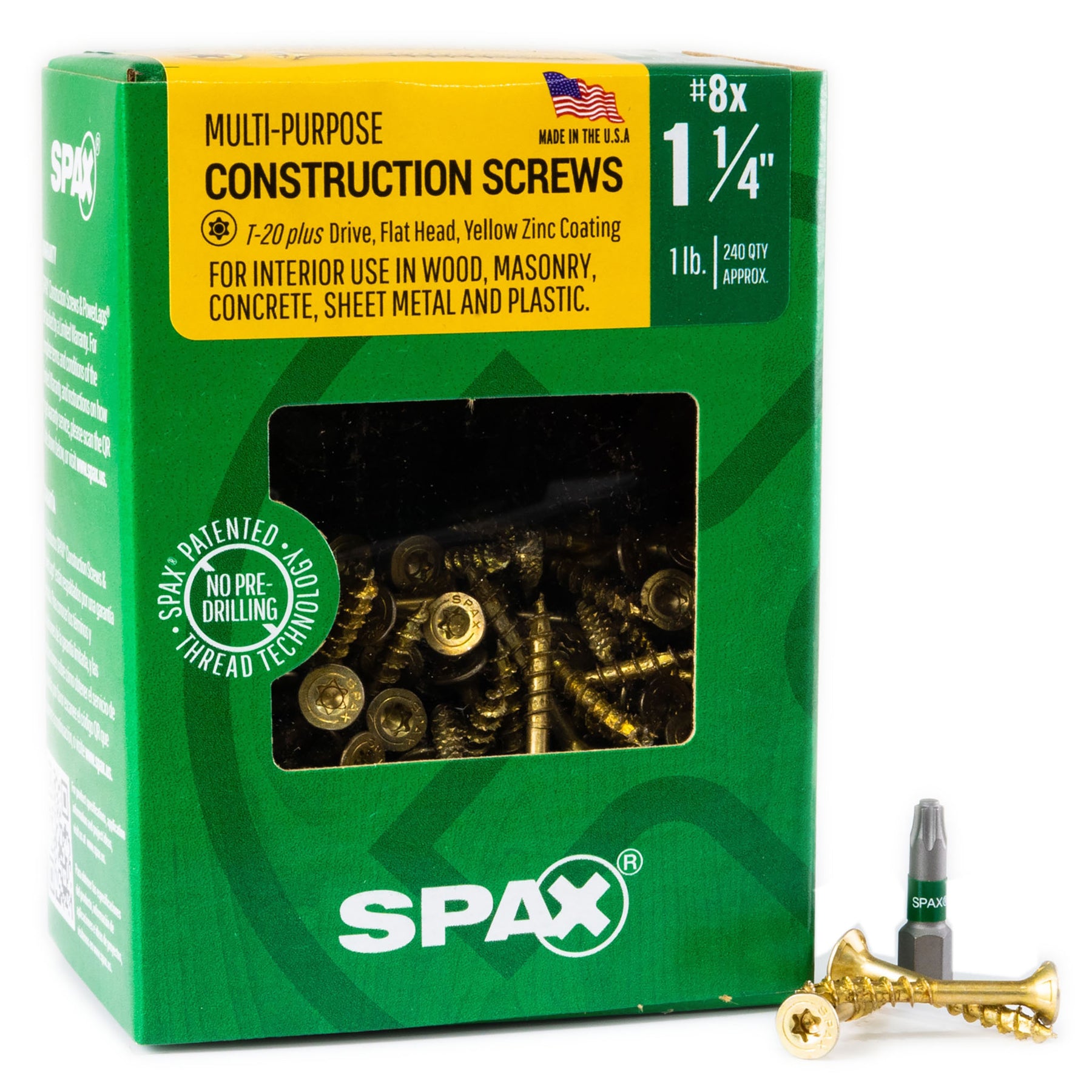 SPAX Multi-Material T-Star Plus Flat Head Screws - Yellow Zinc