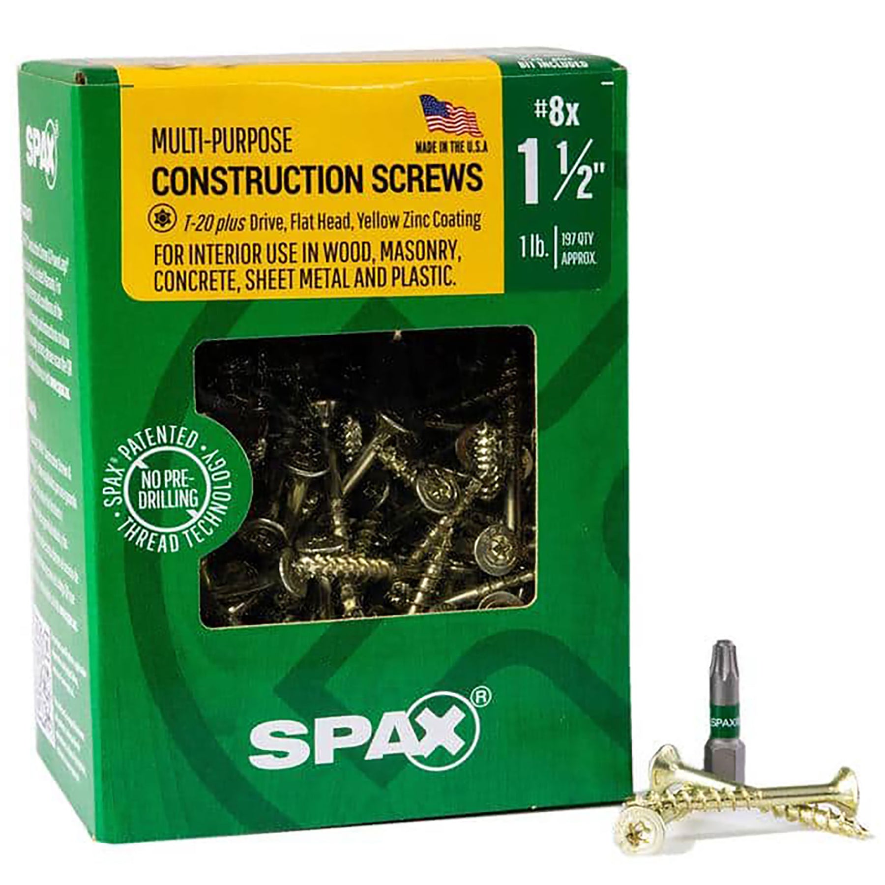 SPAX Multi-Material T-Star Plus Flat Head Screws - Yellow Zinc