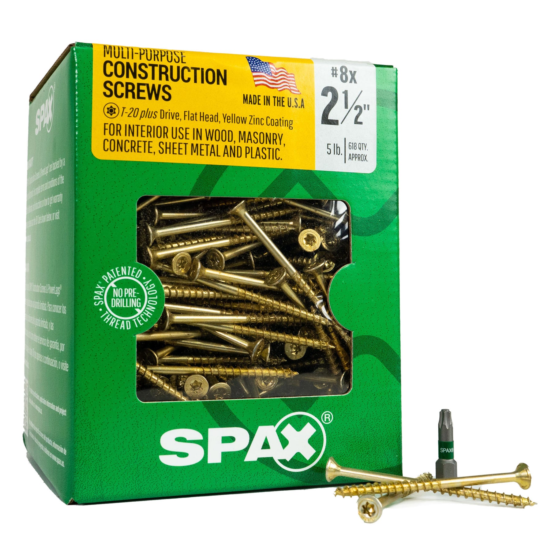 SPAX Multi-Material T-Star Plus Flat Head Screws - Yellow Zinc