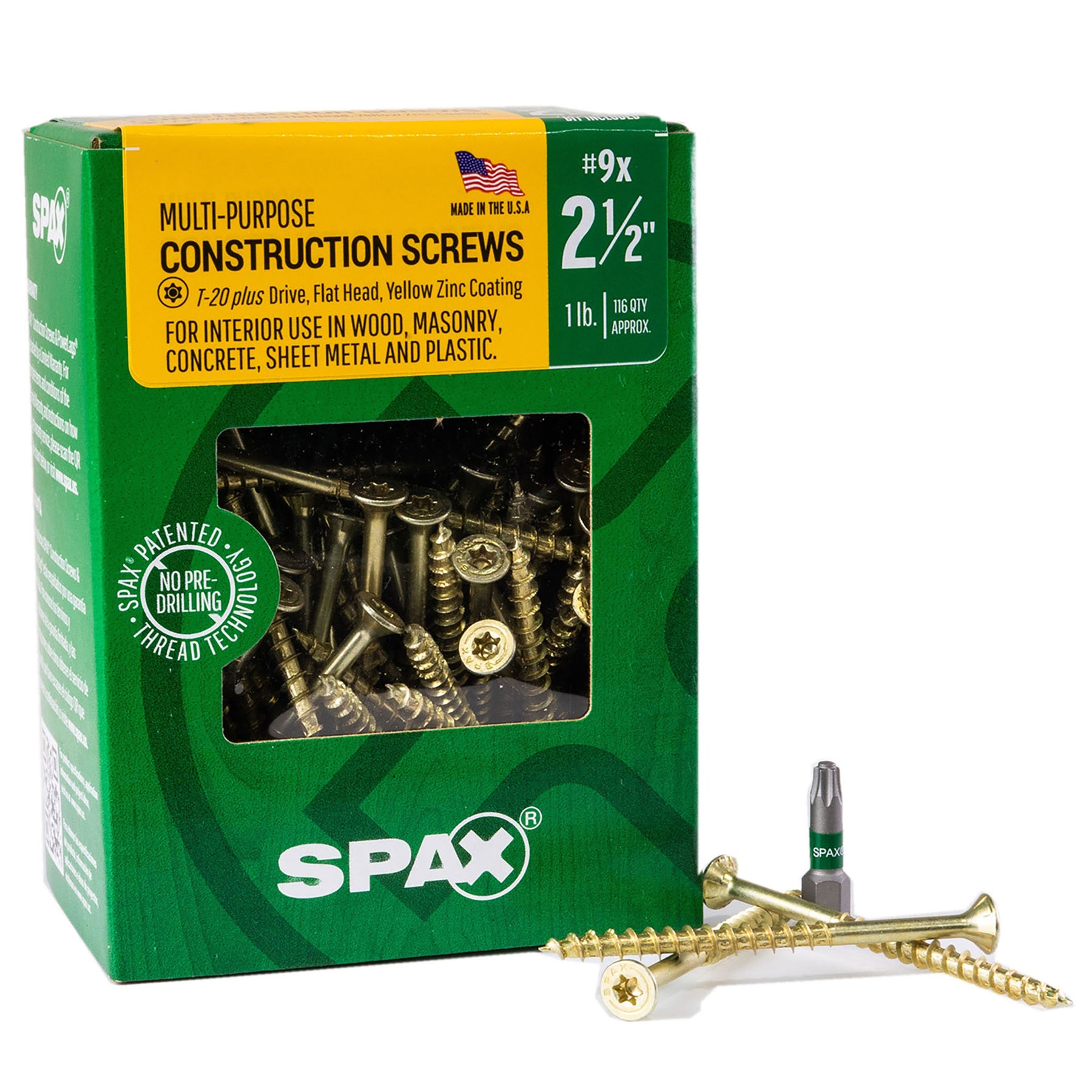 SPAX Multi-Material T-Star Plus Flat Head Screws - Yellow Zinc