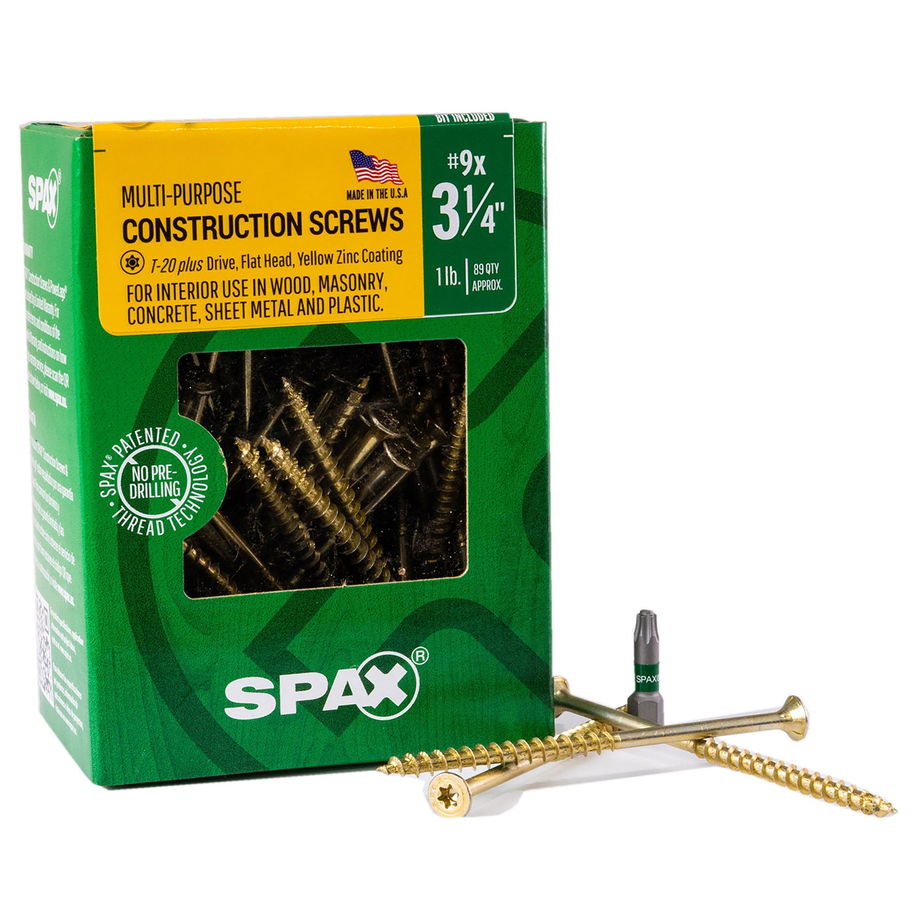 SPAX Multi-Material T-Star Plus Flat Head Screws - Yellow Zinc
