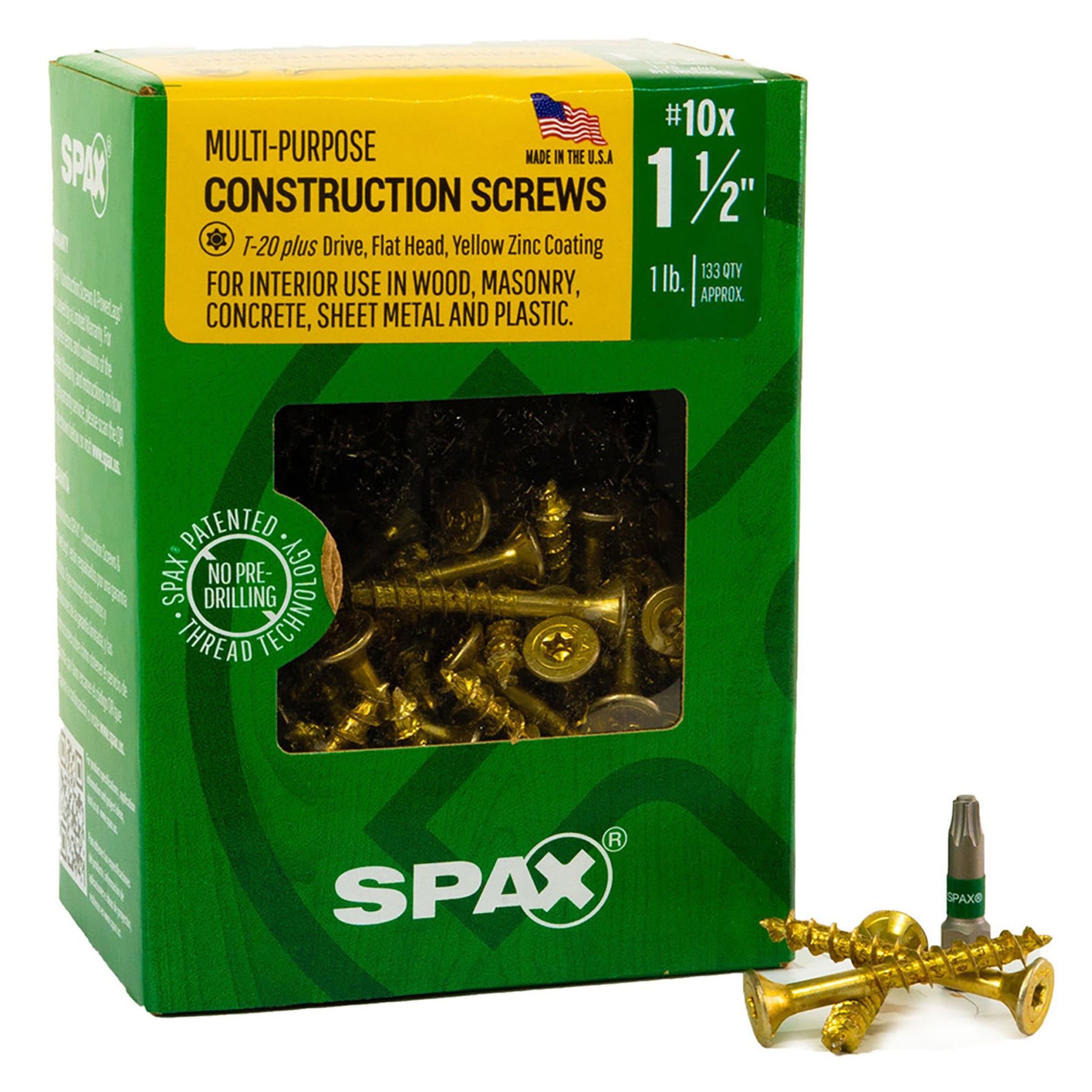 SPAX Multi-Material T-Star Plus Flat Head Screws - Yellow Zinc