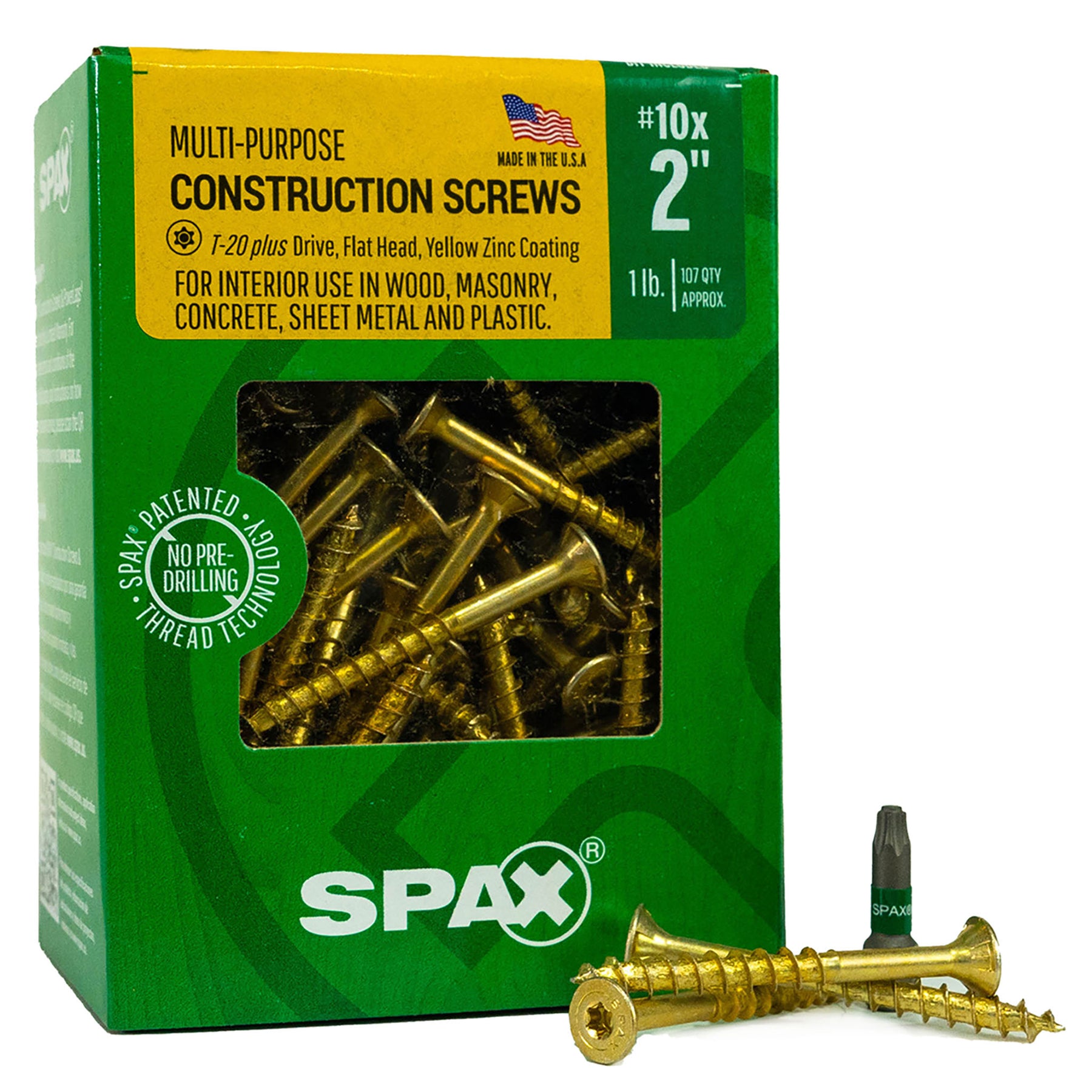 SPAX Multi-Material T-Star Plus Flat Head Screws - Yellow Zinc