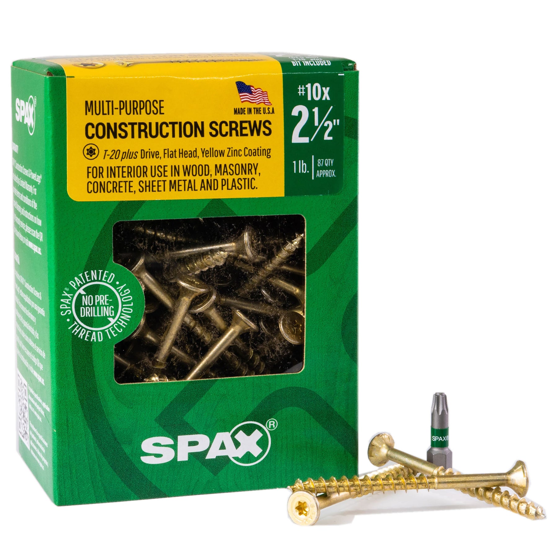 SPAX Multi-Material T-Star Plus Flat Head Screws - Yellow Zinc