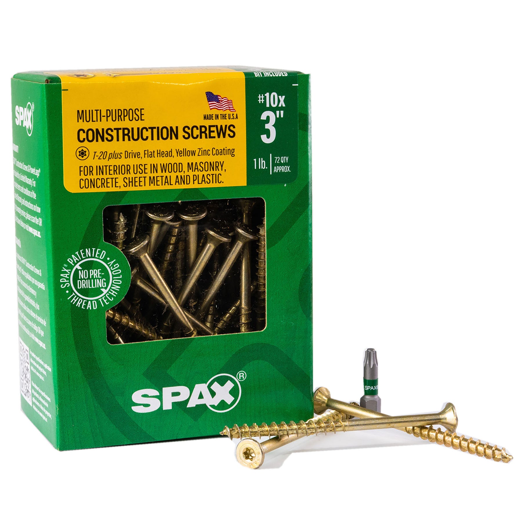 SPAX Multi-Material T-Star Plus Flat Head Screws - Yellow Zinc