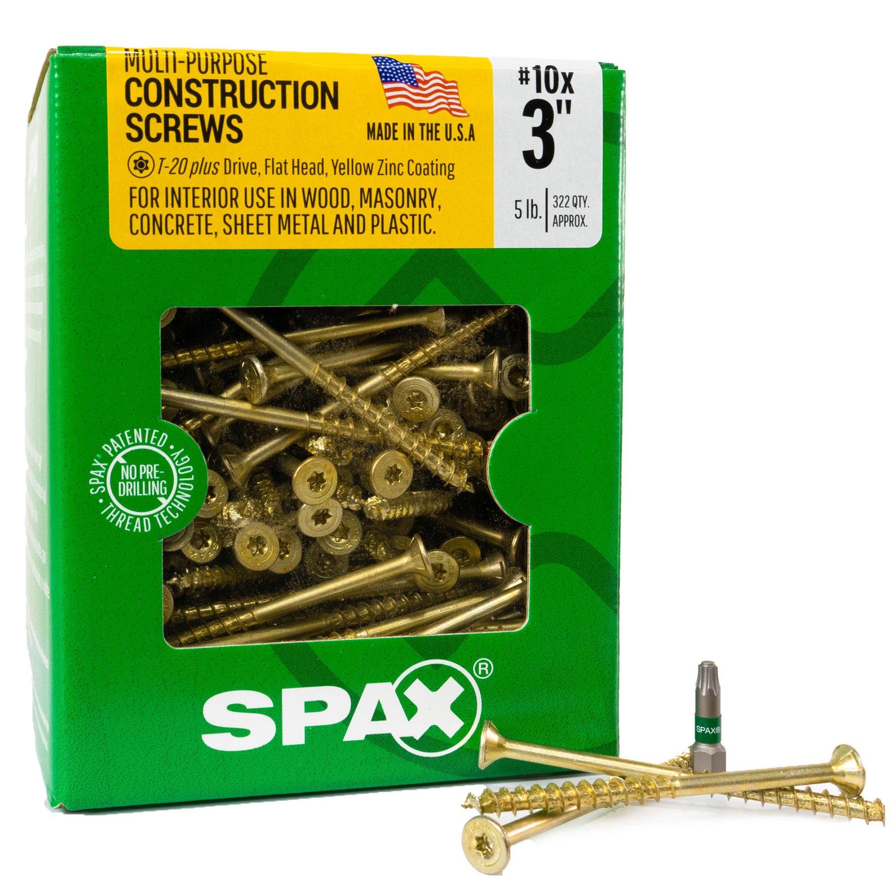SPAX Multi-Material T-Star Plus Flat Head Screws - Yellow Zinc