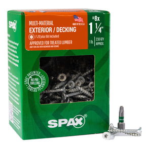 SPAX Exterior Multi-Material T-Star Plus Wood Screws - Flat Head, Partial Thread, HCR-X Coating